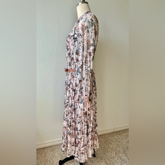 ANTONIO MELANI x Nicola Bathie Floral Long Sleeve Dress - Pink and Cream - Picture 4 of 10